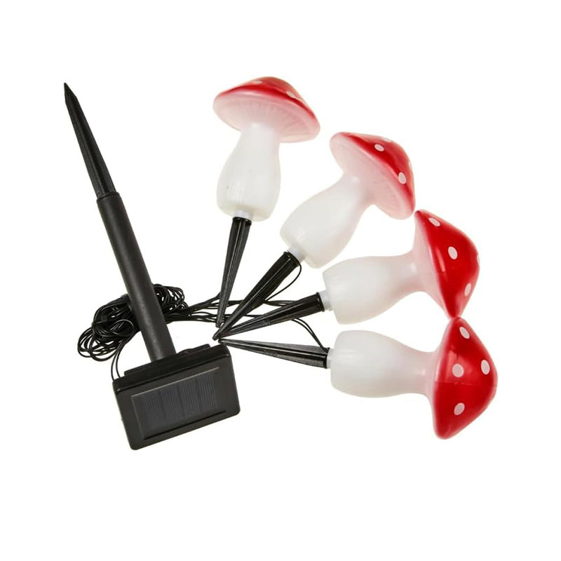 4 Pack Fairy Mushroom Solar Stake Lights Outdoor Garden Décor 19cm