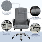 Office Chair, Computer Desk Chair, Linen Fabric Swivel Chair with Adjustable Height, Rolling Wheels for Home and Study, Grey