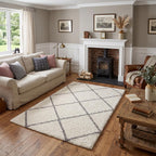 Ivory Trellis Shaggy Rug