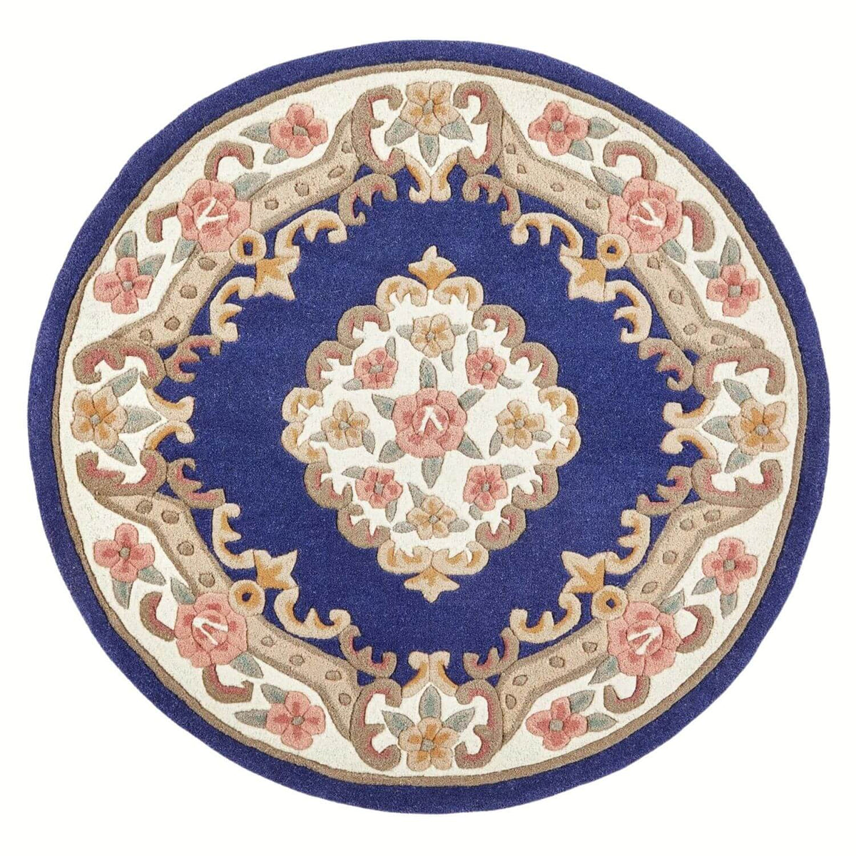 Shensi Navy Medallion Rug Ø 120 cm
