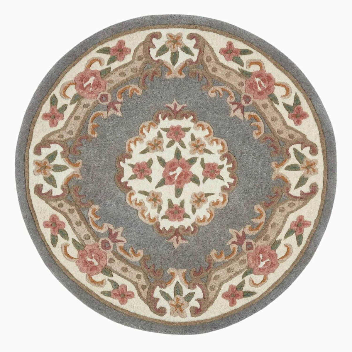 Shensi Grey Medallion Rug Ø 120 cm