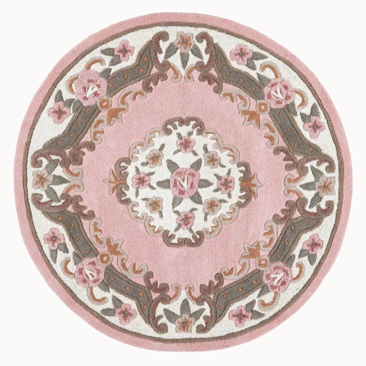 Shensi Pink Medallion Rug Ø 120 cm