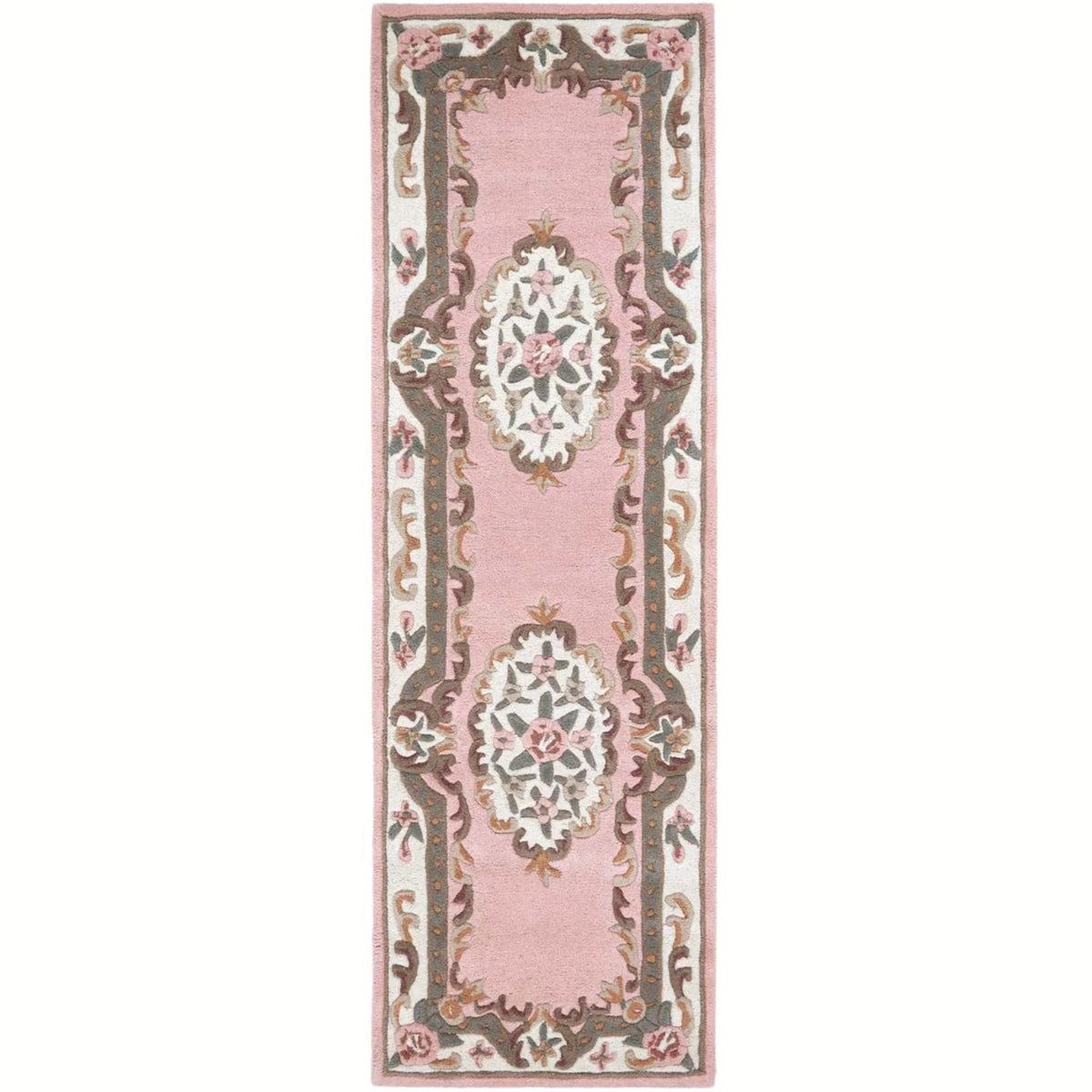 Shensi Pink Medallion Rug 67X210 cm