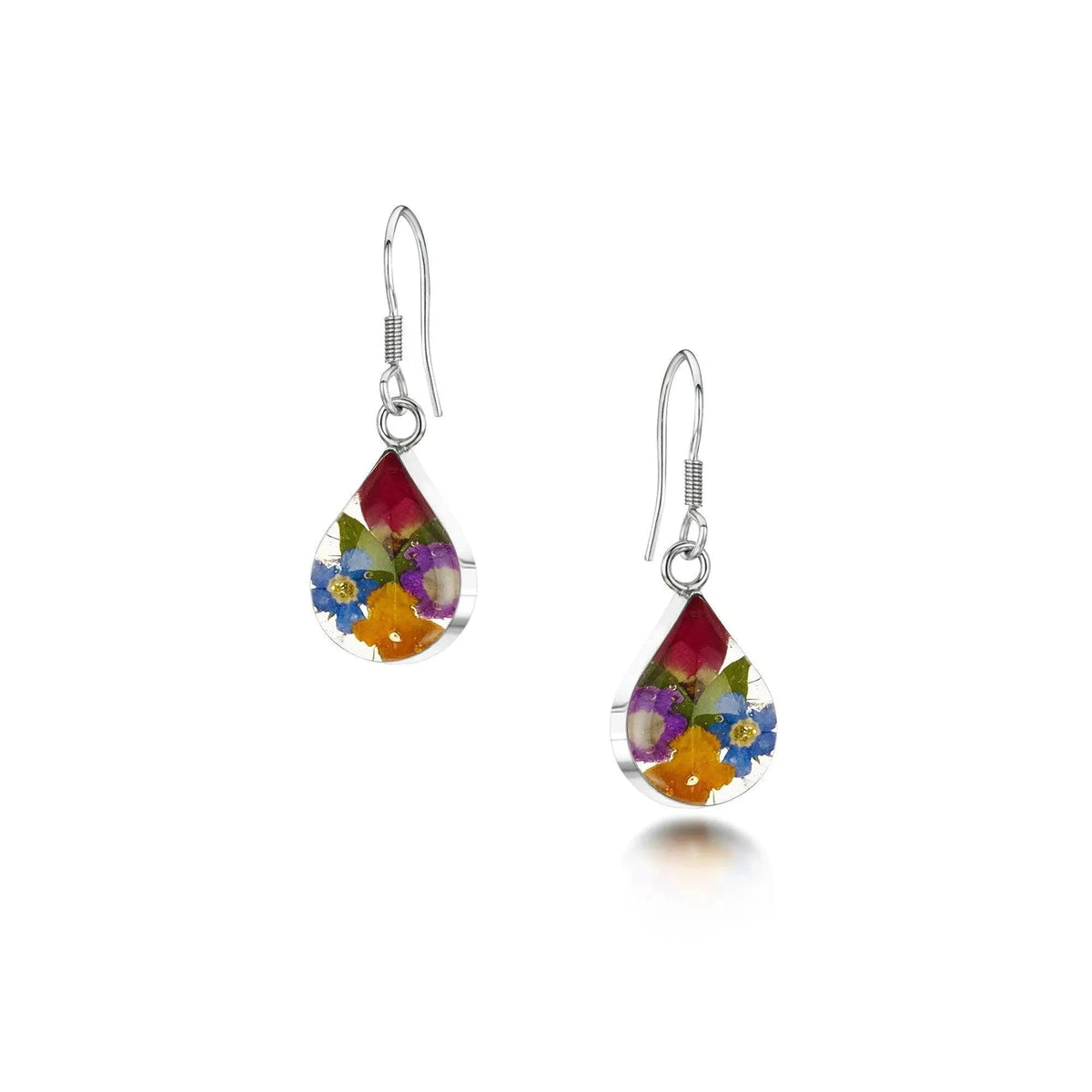 Mixed Flower Teardrop Dangle Drop Earrings - Style 3