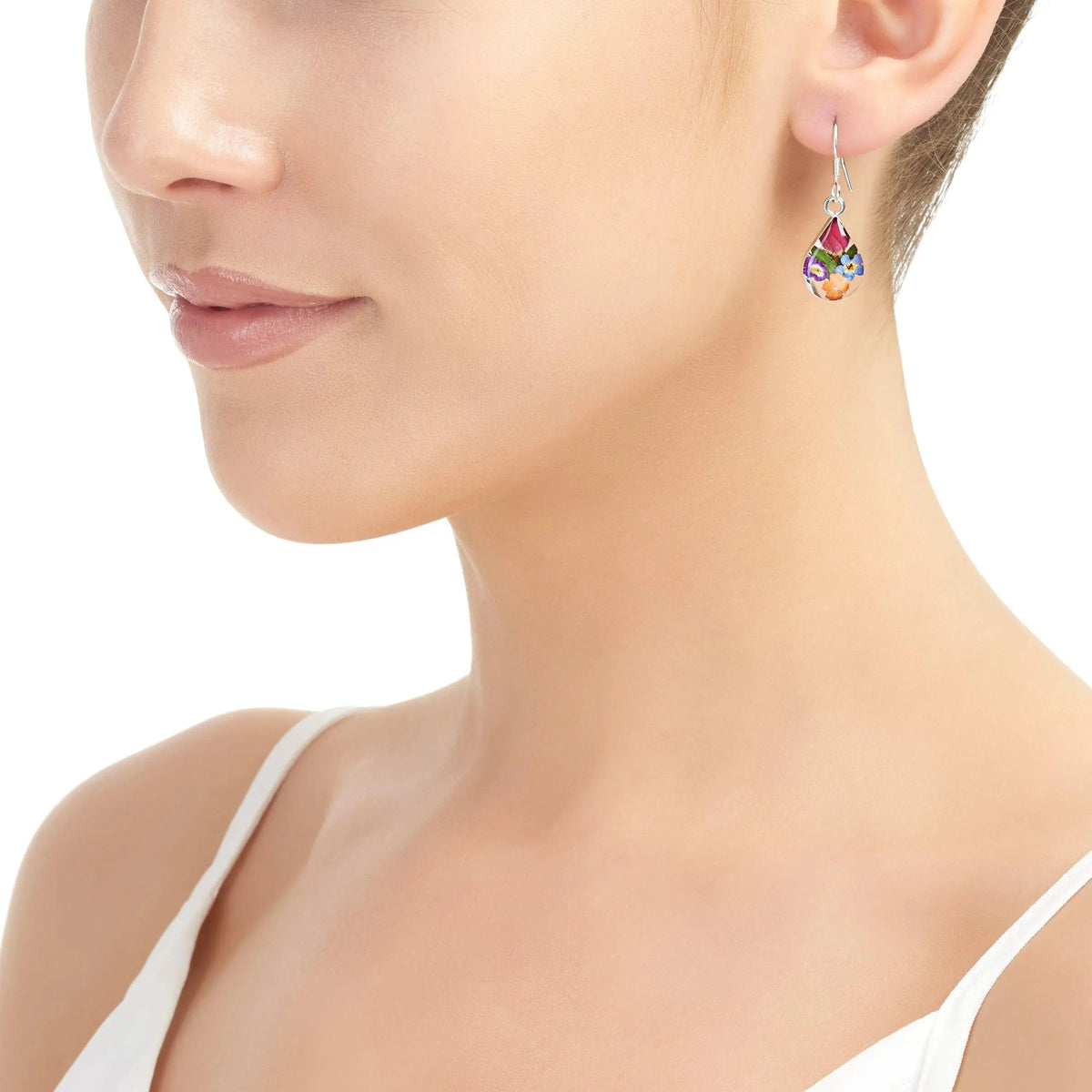 Mixed Flower Teardrop Dangle Drop Earrings - Style 3