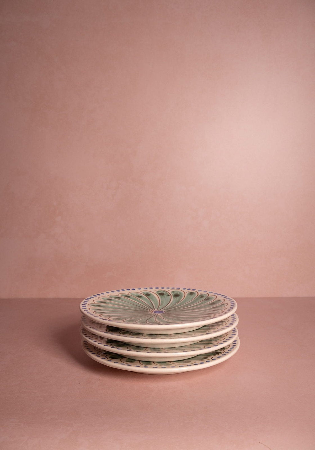 Peacock Side Plate, Green Set of 4