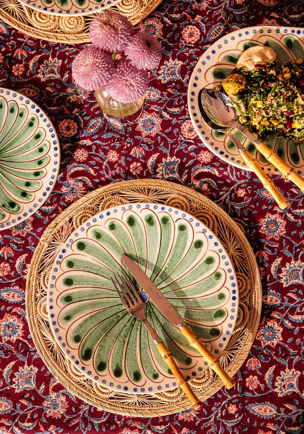 Peacock Side Plate, Green Set of 4