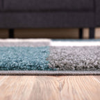 Geometric Duck Egg Blue Shaggy Rug