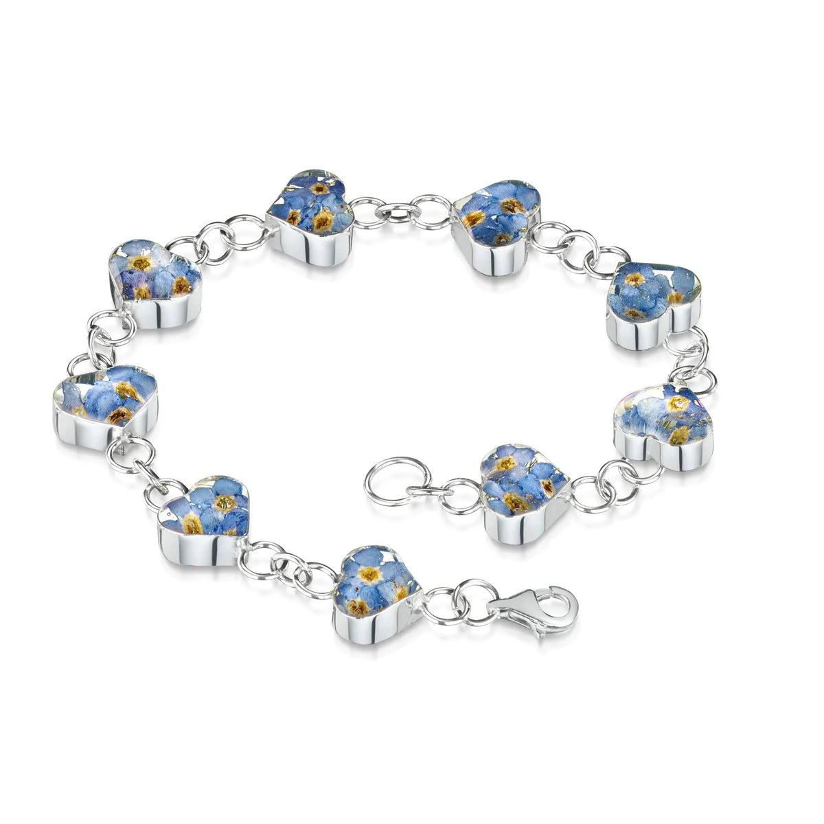 Forget-Me-Not Heart Charms Bracelet Sterling silver