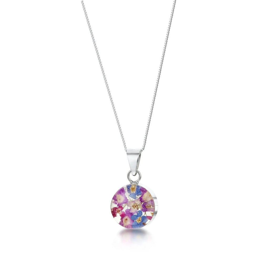 Purple Haze Round Pendant Necklace Sterling Silver