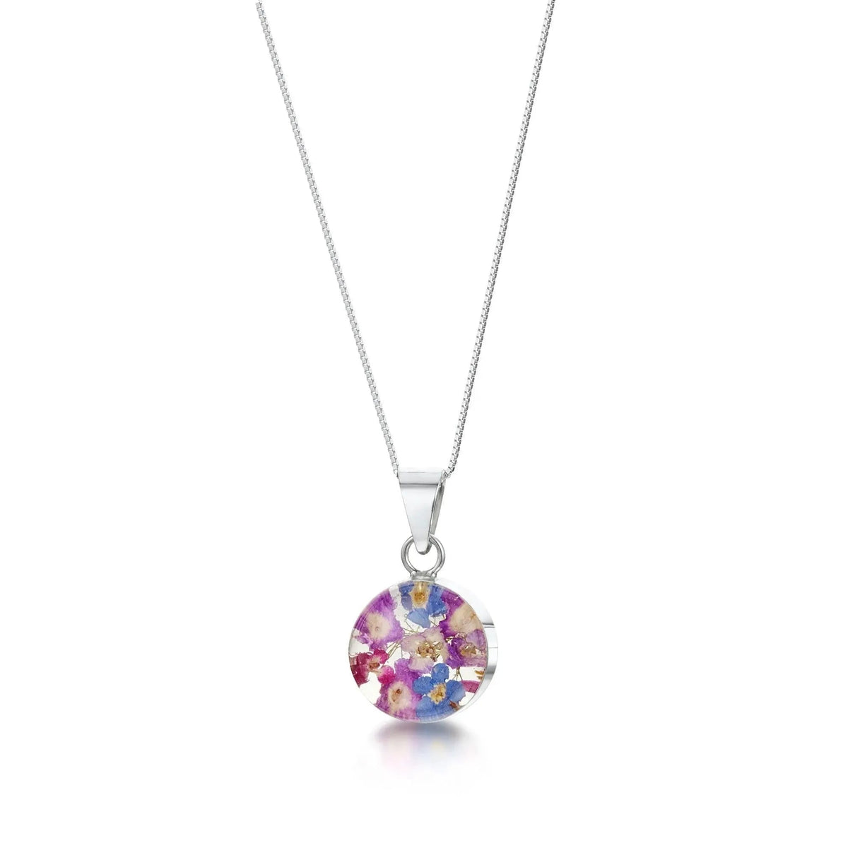 Purple Haze Round Pendant Necklace Sterling Silver