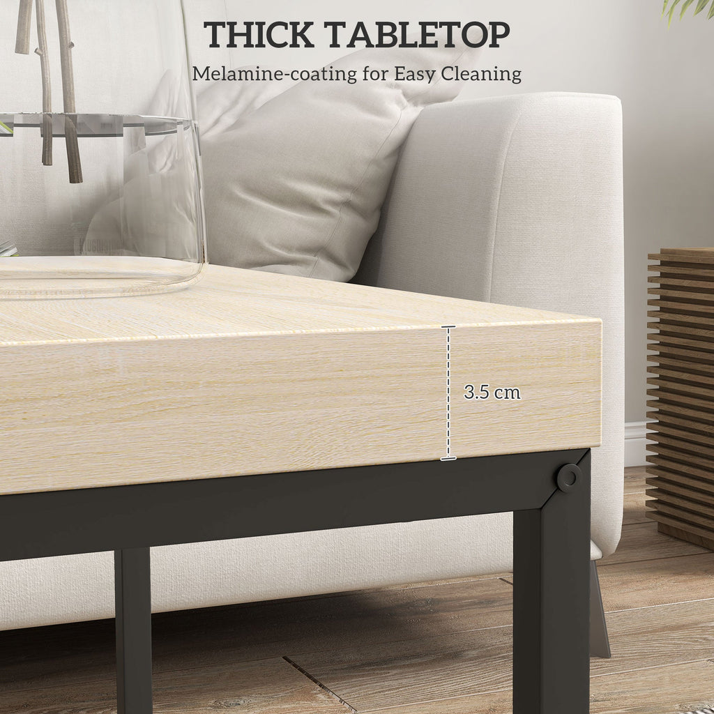 Coffee Table Set of 2, Nest of Tables with 3.5cm Thick Tabletop, Oak