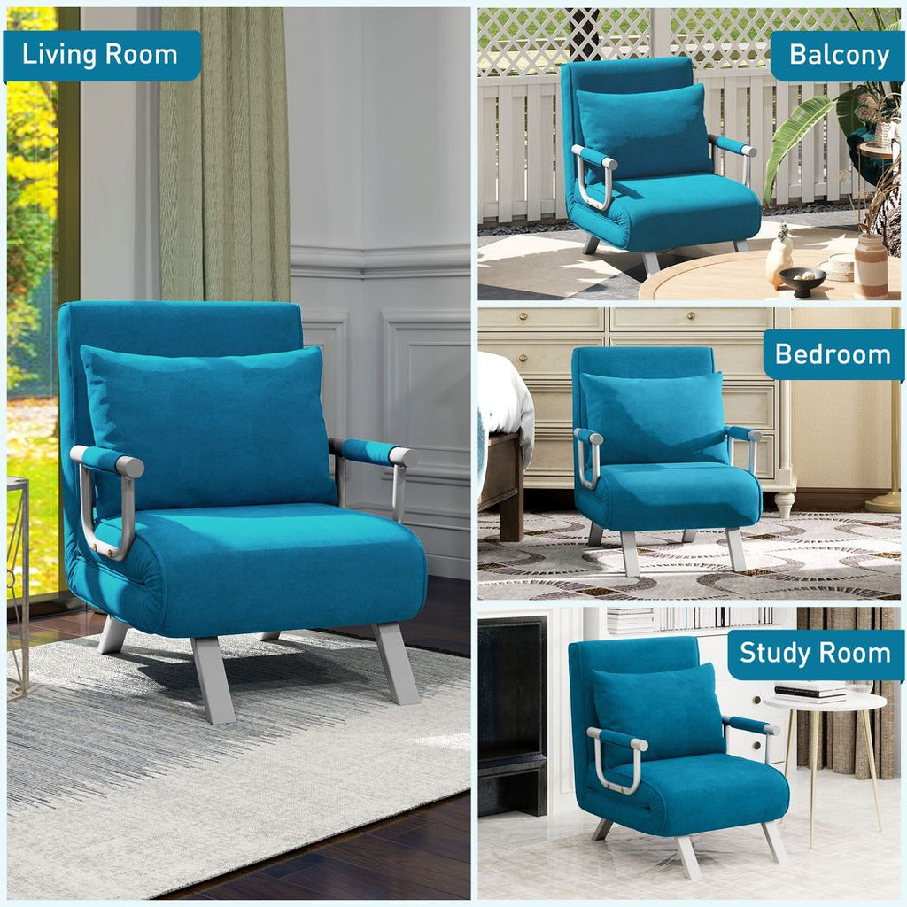 Folding 5 Position Convertible Sleeper Chair Bed - Single
