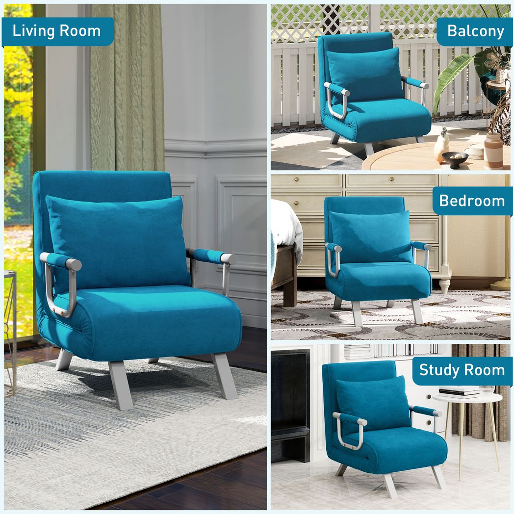 Folding 5 Position Convertible Sleeper Chair Bed - Single