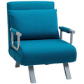 Folding 5 Position Convertible Sleeper Chair Bed - Single Blue