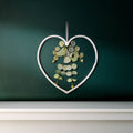 Small Artificial Eucalyptus Heart Wreath with White Fabric 22cm
