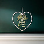Small Artificial Eucalyptus Heart Wreath with White Fabric 22cm