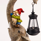 Solar Elephant Gnome Garden Ornament LED Lantern Light
