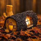 Solar Fairy House Garden Ornament Wooden Log Effect LED Light
