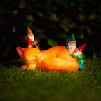 Solar Sleeping Fox Gnome Garden Ornament with LED Light