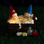 Solar Light Up Gnome In Bathtub Garden Ornament