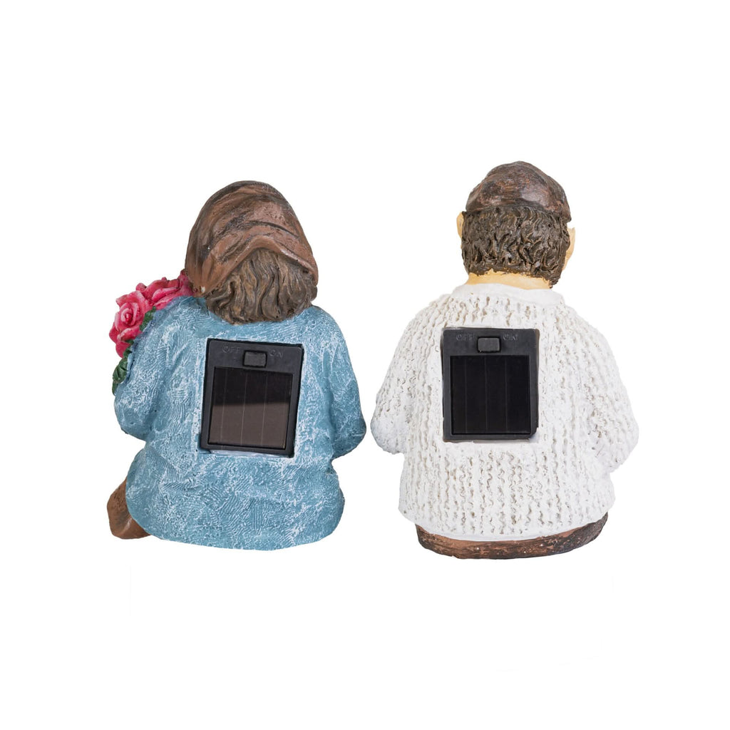 Grandmother & Grandfather Solar Garden Ornament Set – Light Up Outdoor Statues