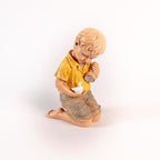 Solar Boy and Duck Garden Ornament with LED Flashlight 25cm