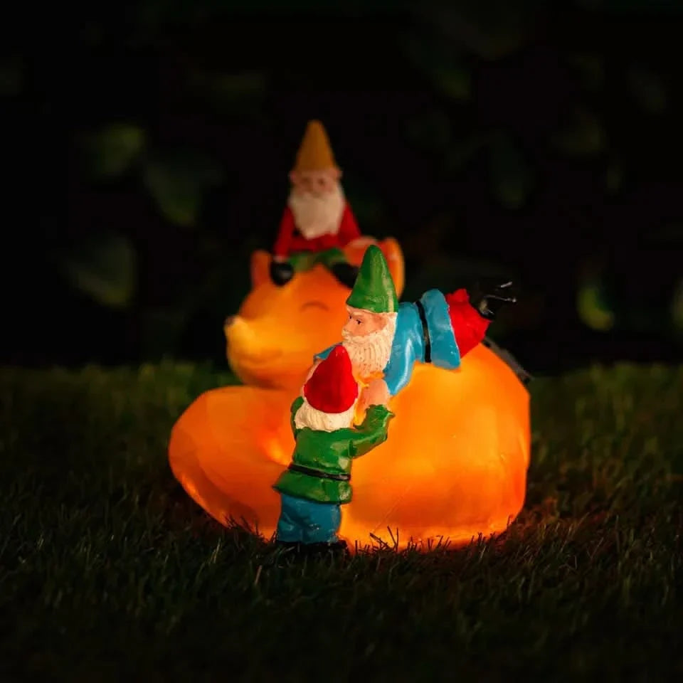 Solar Sleeping Fox Gnome Garden Ornament with LED Light