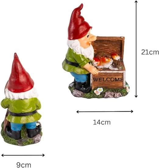 Solar Gnome Garden Ornament LED Welcome Chest Outdoor Light 21cm