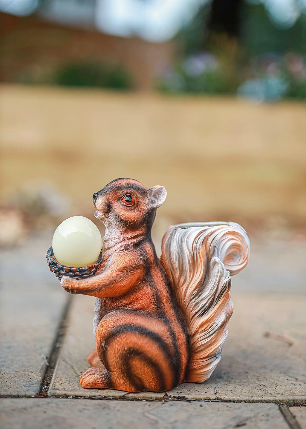 Solar Red Squirrel Garden Ornament LED Resin Outdoor Decoration