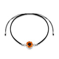 Sunflower Round Black Woven Bracelet - Silver