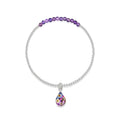 Purple Haze Amethyst Teardrop Stretch Silver Beaded Bracelet Default Title
