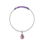 Purple Haze Amethyst Teardrop Stretch Silver Beaded Bracelet Default Title