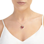 Mixed Flower Heart Pendant Necklace - Medium