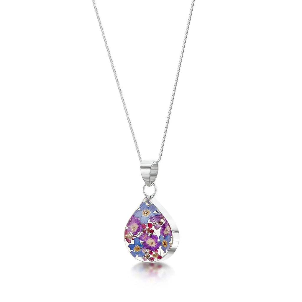 Purple Haze Teardrop Pendant Necklace Sterling Silver