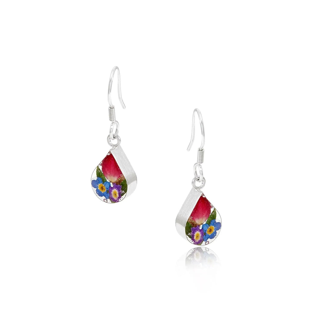 Mixed Flower Teardrop Dangle Drop Earrings - Style 2