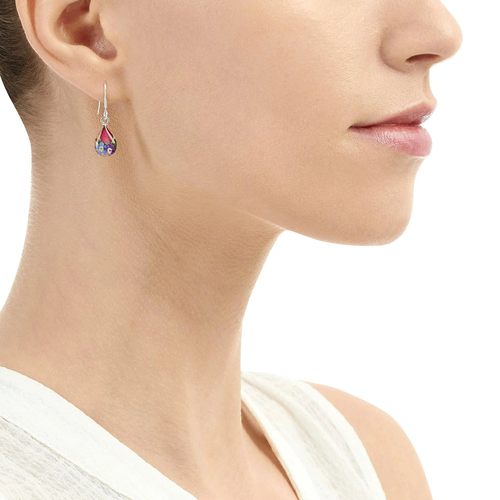 Mixed Flower Teardrop Dangle Drop Earrings - Style 2