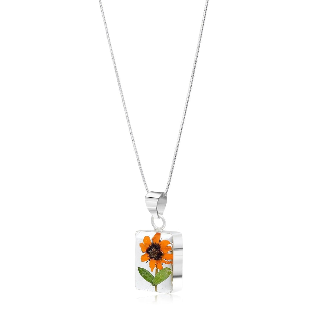 Sunflower Rectangle Pendant Necklace Long: 24-26 inch (609-660mm)