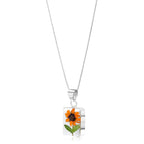Sunflower Rectangle Pendant Necklace Long: 24-26 inch (609-660mm)