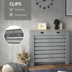 Radiator Cover with Drawer, Horizontal Slat, 78cm