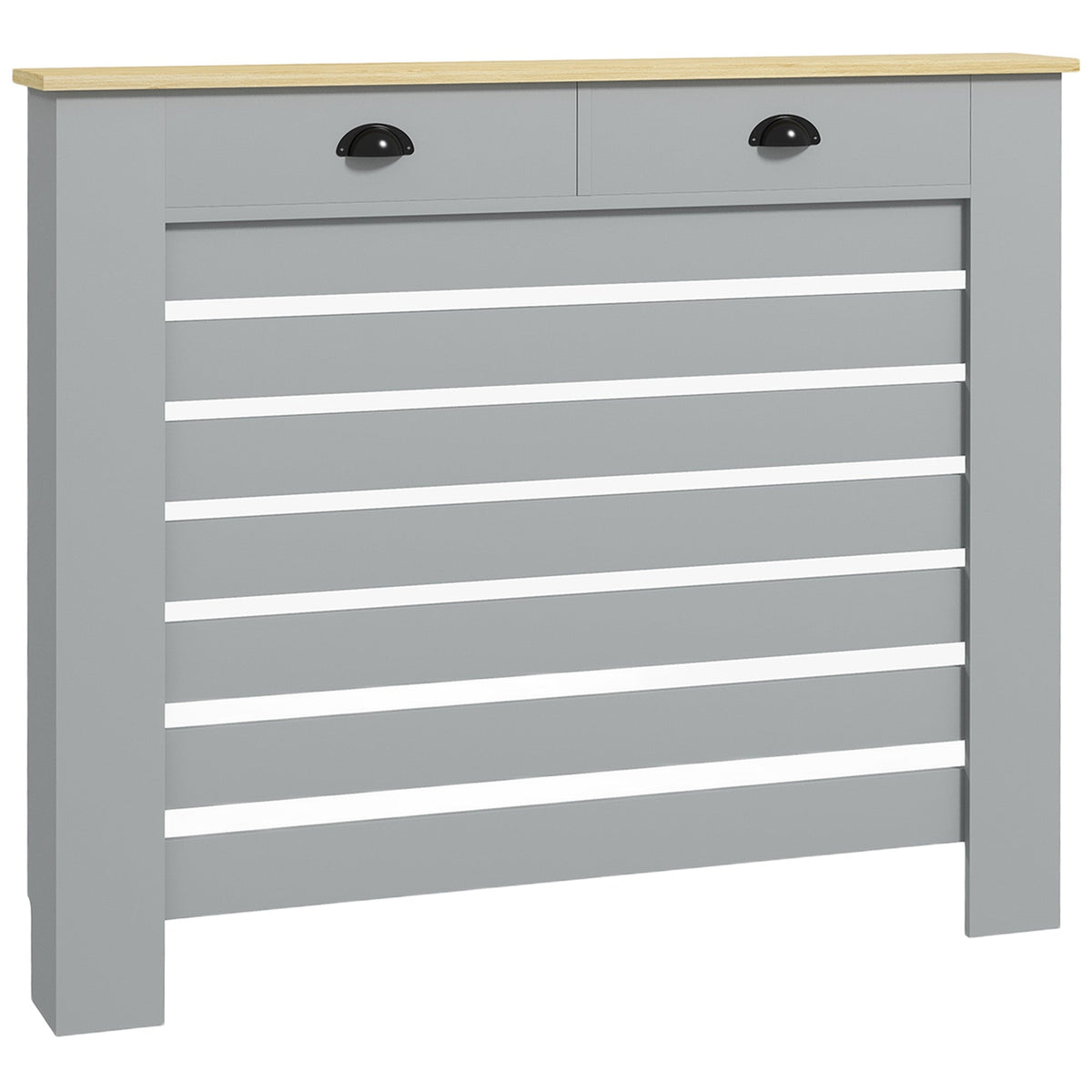 Radiator Cover with Drawer, Horizontal Slat, 78cm