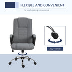 Office Chair, Computer Desk Chair, Linen Fabric Swivel Chair with Adjustable Height, Rolling Wheels for Home and Study, Grey