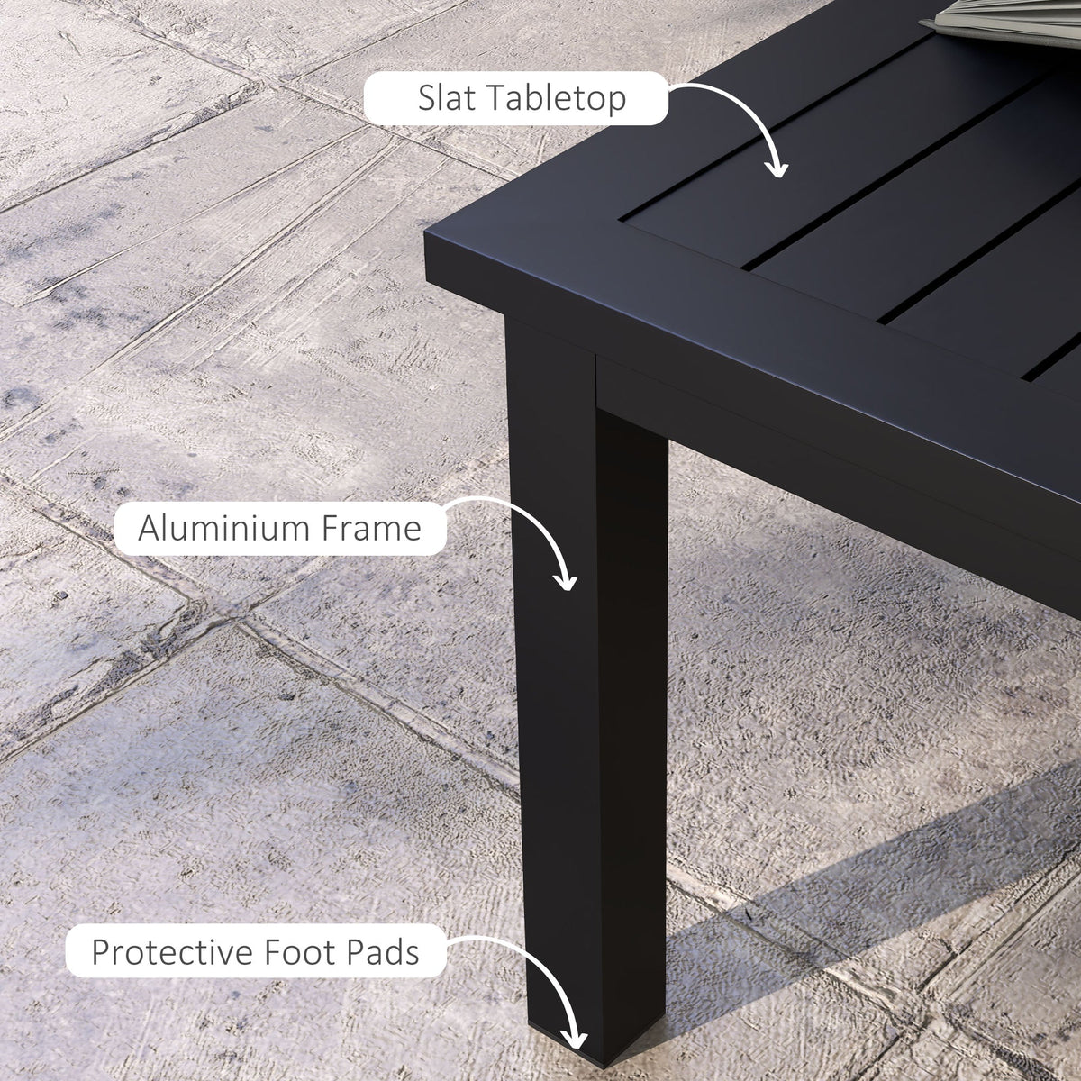 Aluminium Outdoor Coffee Table Patio Table, Black