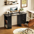 Computer Desk with Drawers, Home Office Desk, Writing Table, PC Workstation with 3 Storage Shelves for Working, Study, 120 x 49 x 72 cm, Black Black