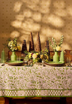 Pretty Meadow Green Floral Cotton Tablecloth