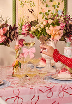 Kensington Bow Pink Cotton Tablecloth with Ric Rac
