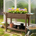 Wooden Raised Planter with Lockable Wheels, Liner