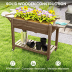 Wooden Raised Planter with Lockable Wheels, Liner