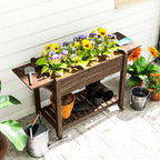 Wooden Raised Planter with Lockable Wheels, Liner