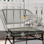 Rattan Bistro Set, Small Balcony Furniture with Cushion, Light Grey in Grey